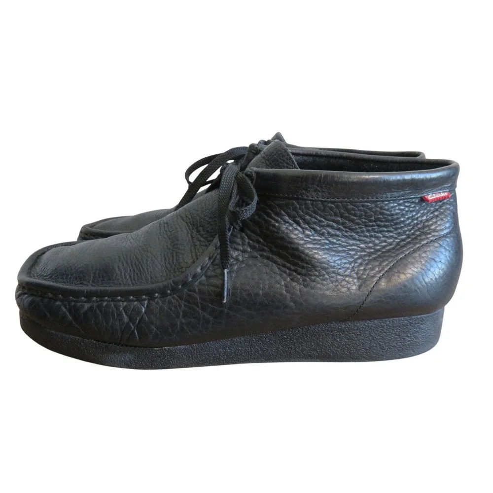 Clarks Stinson HI Ankle Boot Mens 12M Black Pebbled Leather Chukka Moccasin